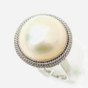 K14WG マベパール9.5ct付リング