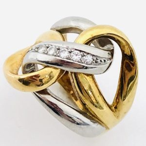 K18Pt900 メレダイヤ0.11ct付きリング