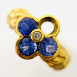 K18 タンザナイト0.18ct&メレダイヤ0.02ctリング