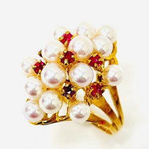 K18 パール2.6ct&ルビー0.14ctリング