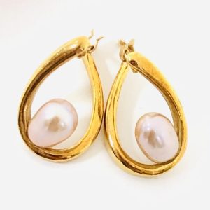 K18 パール4ct付きピアス