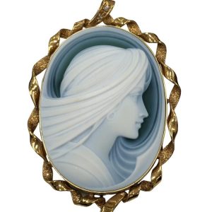 K18/18金 カメオ シュミット作 ブローチ アクセサリー