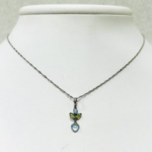Pt850 アクアマリン0.5ct&トルマリン0.35ct付ネックレス