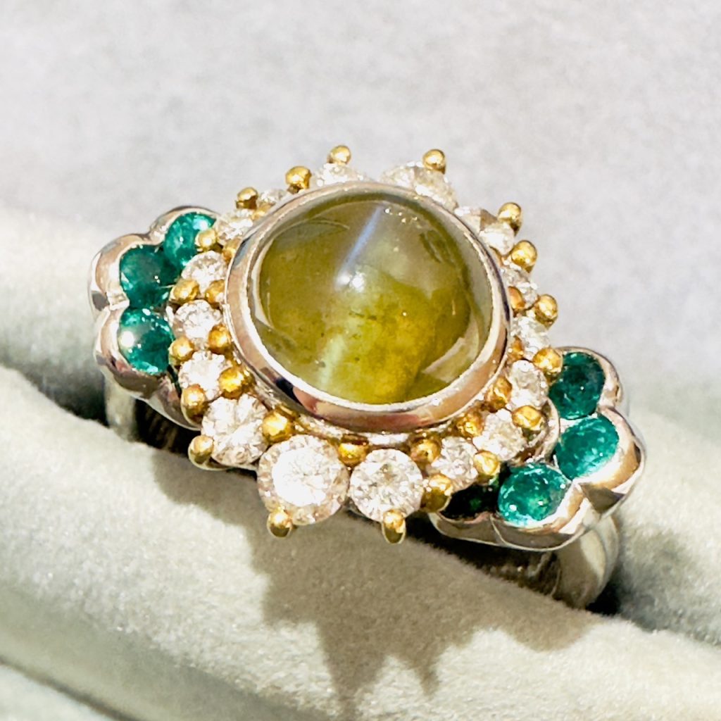 天然 エメラルド ダイヤモンド リング K18 （天然 エメラルド ダイヤ  