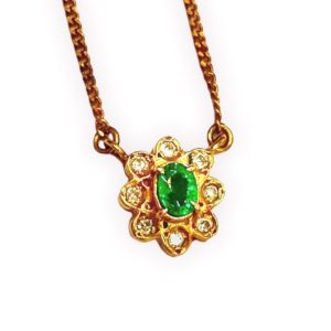 K18 エメラルド メレダイヤ ネックレス