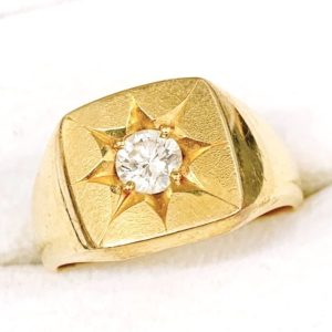 K18 ダイヤ0.5ct付き 印台リング