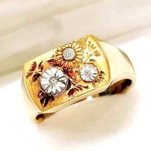 K18/Pt900 印台 デザインリング