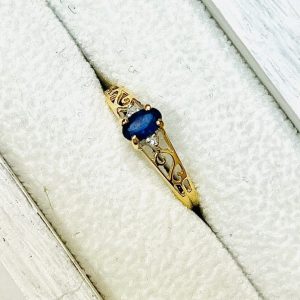 k18 サファイア＆メレダイヤ リング