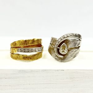 K18/Pt900 メレダイヤリング・Pt900 メレダイヤリング