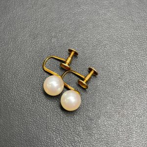 K18 パール付きイヤリング