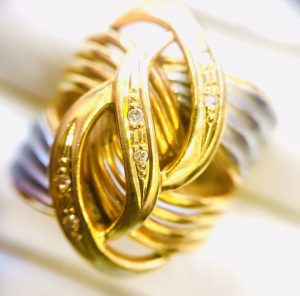 K18/Pt900 コンビ リング ダイヤモンド