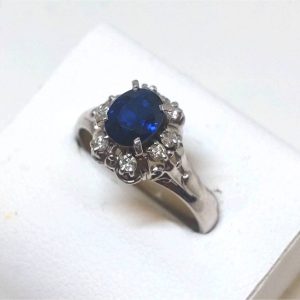 Pt900　サファイア&メレリング