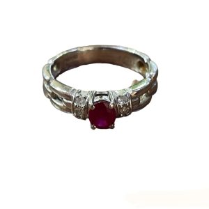 Pt900 ルビー メレダイヤ リング