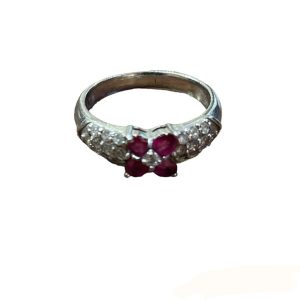 Pt850 ルビー メレダイヤ リング