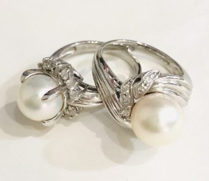 Pt900 リング パール メレダイヤモンド付きリング