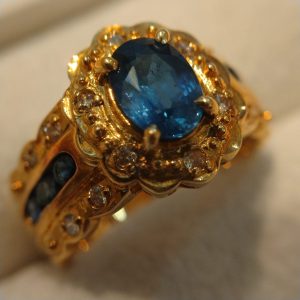 K18 リング サファイア1.20ct メレダイヤ 0.14ct 18金 750
