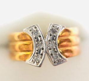 K18/Pt900 メレダイヤモンド付き リング