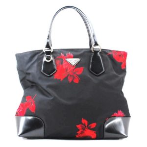 プラダ PRADA ナイロン トートバッグ バラ