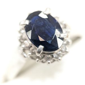 Pt850 リング サファイア1.24ct メレダイヤ0.17ct