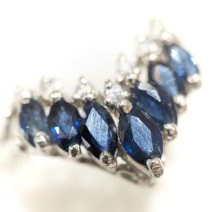Pt900 サファイアリング 1.11ct メレダイヤ0.1ct