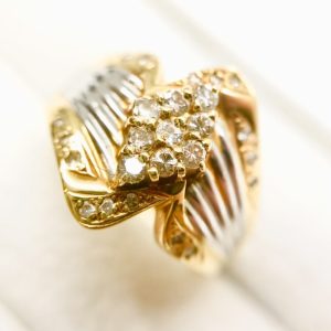 K18 Pt900 リング メレダイヤ