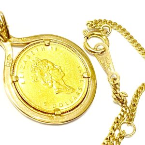 K24 メイプルリーフ金貨 トップ・K18 ネックレス
