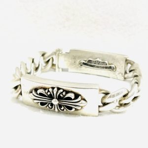 CHROME HEARTS クロムハーツ ダブルID ブレスレット フローラルクロス ダガー SV925