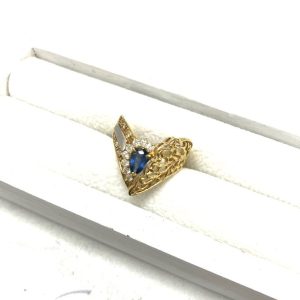 K18 18金 サファイア メレダイヤ リング