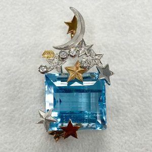 K18/Pt900 アクアマリン ペンダントトップ