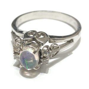 K14WG ホワイトゴールド オパール ダイヤ リング