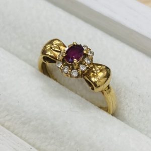 K18(18金) ルビー メレダイヤ付き リング アクセサリー