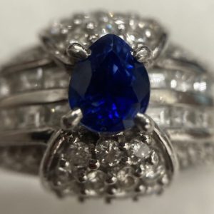Pt900(プラチナ900) サファイア 0.98ct メレダイヤ 0.59ct/0.54ct リング アクセサリー