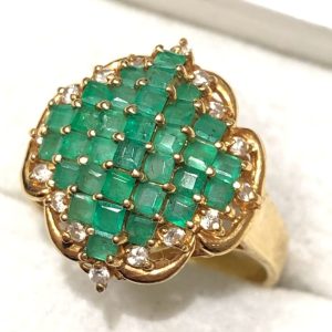 K18 18金 エメラルド ダイヤ リング