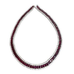 K18WG ルビー・ダイヤモンド ネックレス