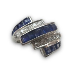 Pt900　サファイア・メレダイヤ付きリング