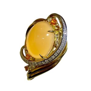 K18 Pt900 リング ムーンストーン