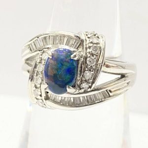 Pt900 メレダイヤ・ブラックオパール リング