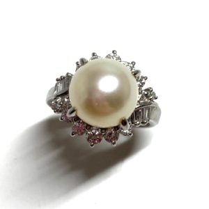 Pt900パール、メレダイヤリング