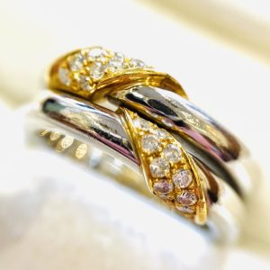 Pt950/K21 メレダイヤリング 0.24ct