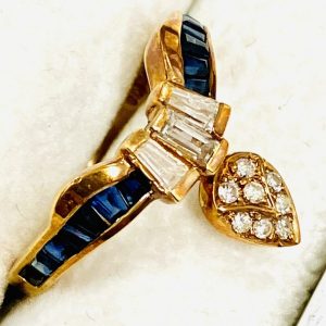 K18 ダイヤモンド&サファイア付きリング