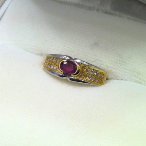 K18/Pt900 ルビー付きリング
