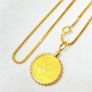 K24 メイプルリーフ 金貨・ K18 ネックレス