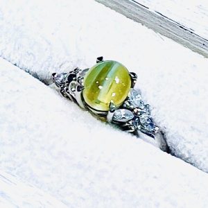 pt900 キャッツアイ メレダイヤ0.30ct リング