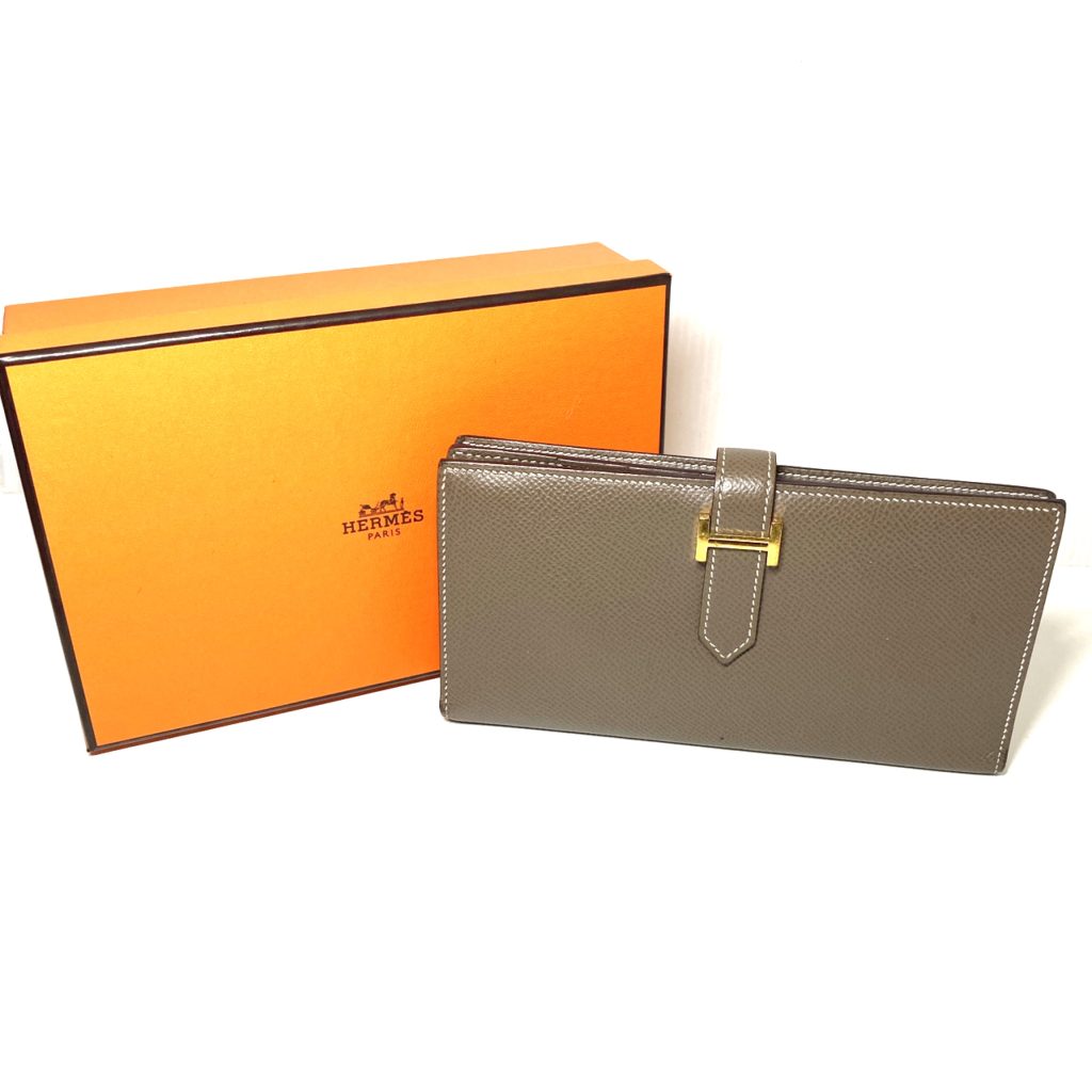 新着商品 HERMES エルメス ベアンスフレ 長財布 エトゥープ マチあり 