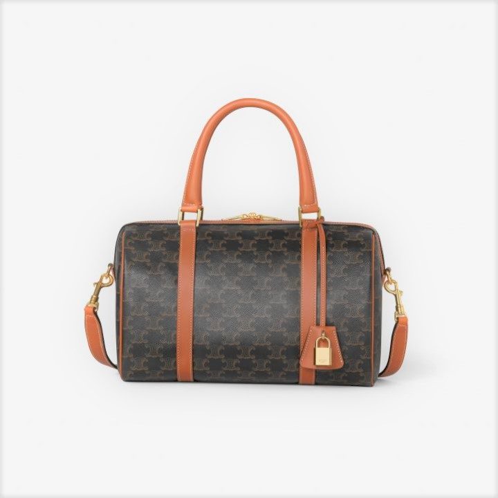 CELINE セリーヌ ボストンバッグ トリオンフキャンバス カーフスキンの 