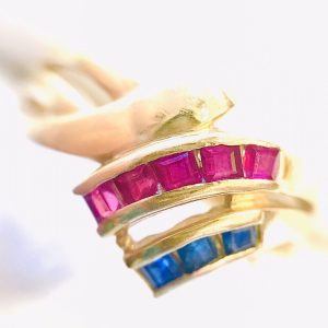 K18 リング ルビー0.4ct サファイア0.17ct