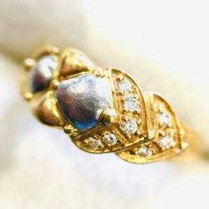K18 Pt900 コンビ リング ダイヤモンド