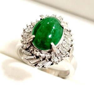 Pt900 プラチナ 翡翠 ダイヤモンド リング 指輪 アクセサリー