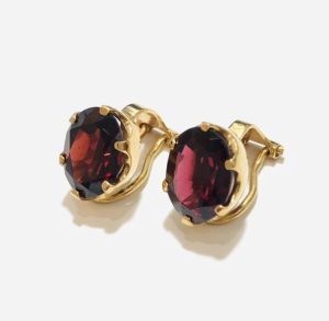 K18 ガーネット付き イヤリング