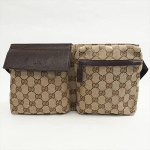 GUCCI グッチ ボディバッグ ウエストポーチ 28566 GGキャンパス×カーフ